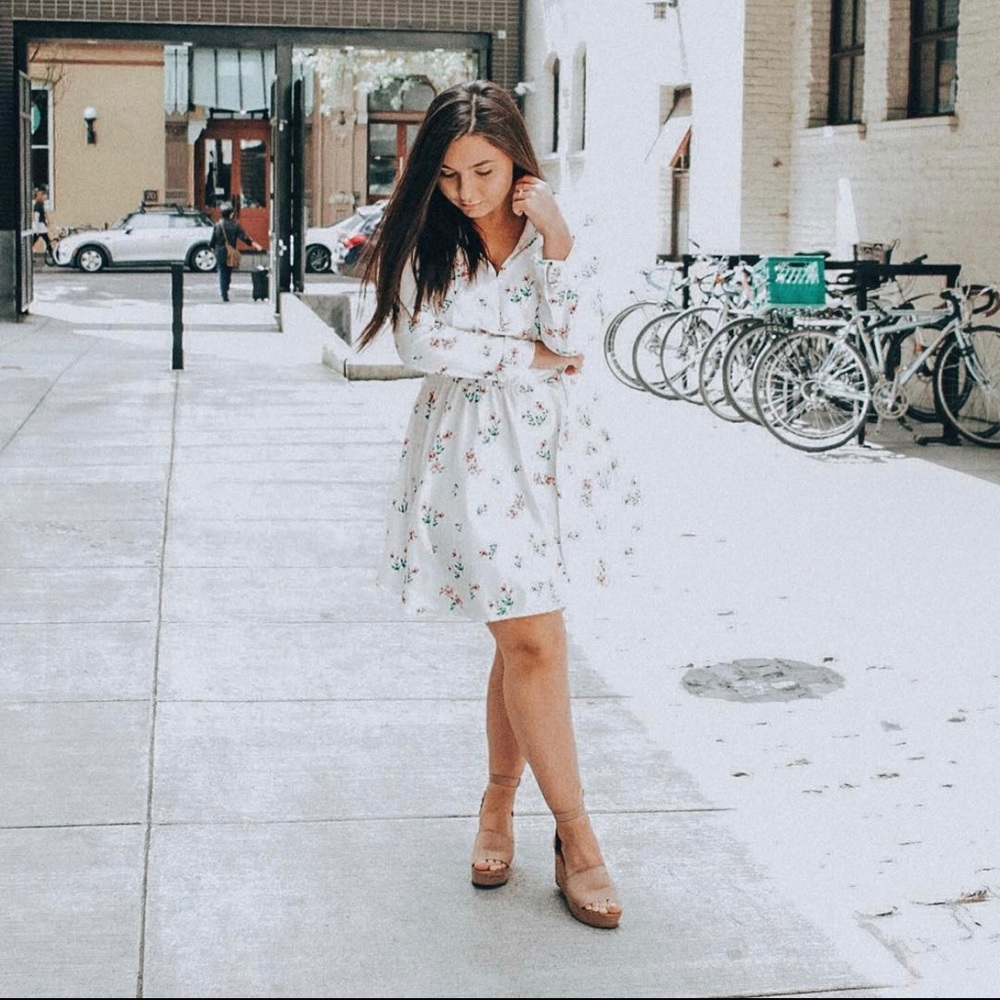 Express White Floral Mini Dress
